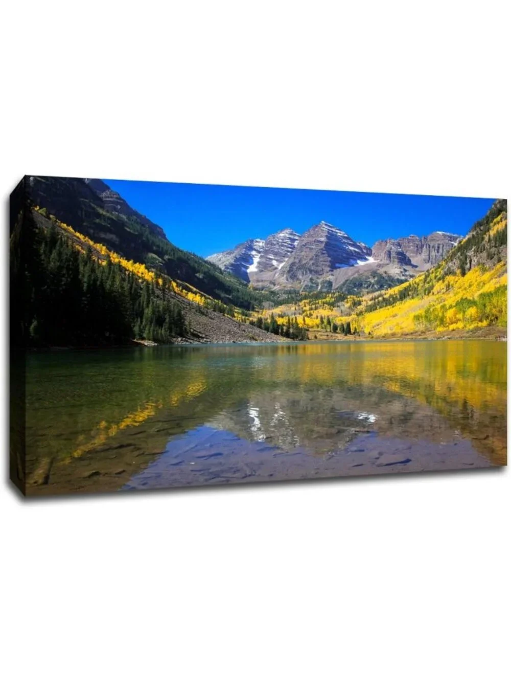 Stunning Maroon Bells Fall Foliage Canvas Art - 36x24 Gallery Wrap for Home